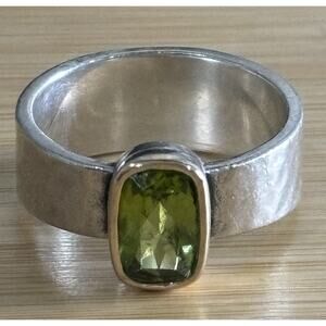 James Avery Retired 14k Gold & Sterling Silver Graciela Green Peridot Ring Sz 9